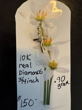 10K yellow Gold Diamond Cross Pendant real gold and diamonds acid test and stone